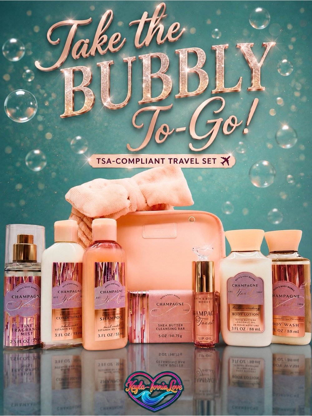 BBW 🫧 Champagne Toast 🫧 9 pc travel sized body care kit (TSA approved)